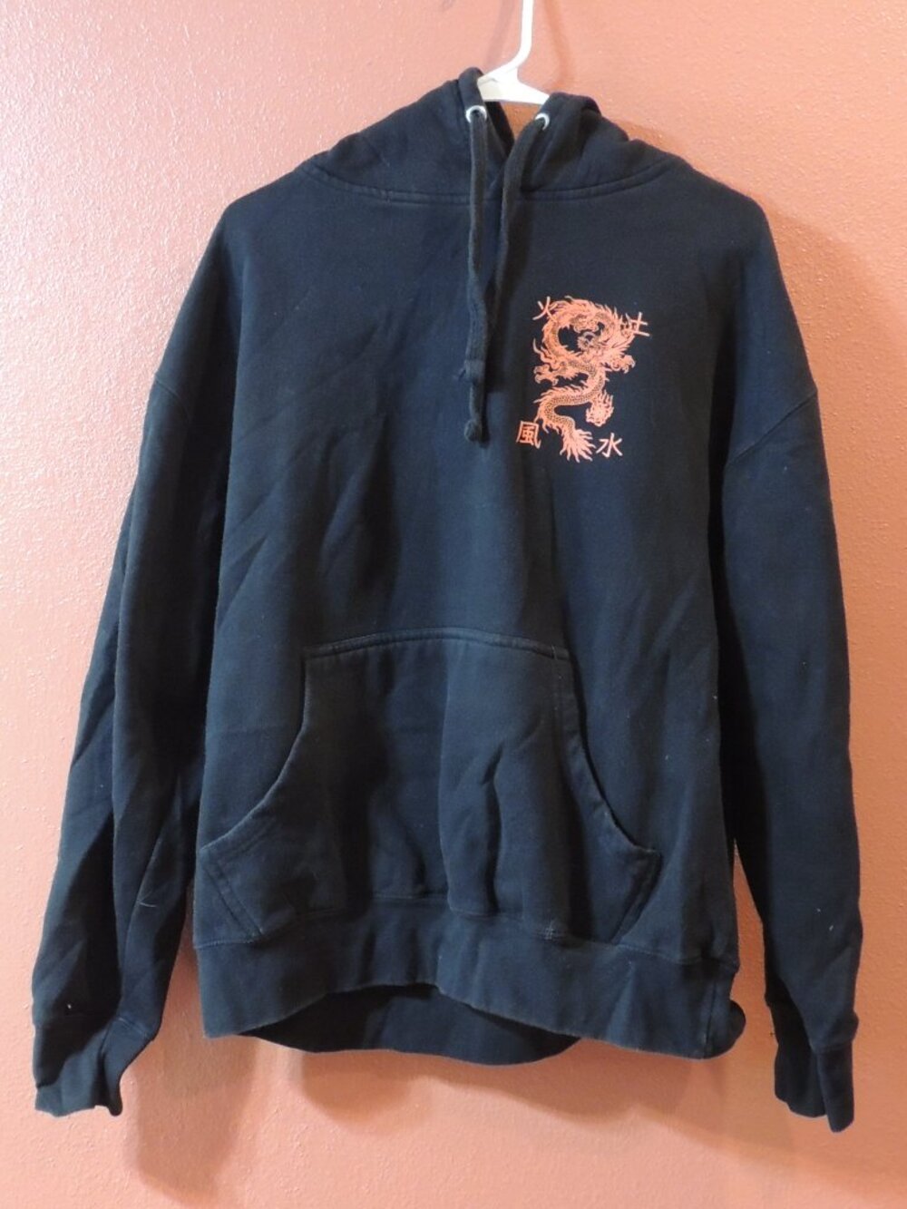 Chinese Dragon Hoodie SCW 4 Elements Woman Large Black Red Pullover Hoodie
